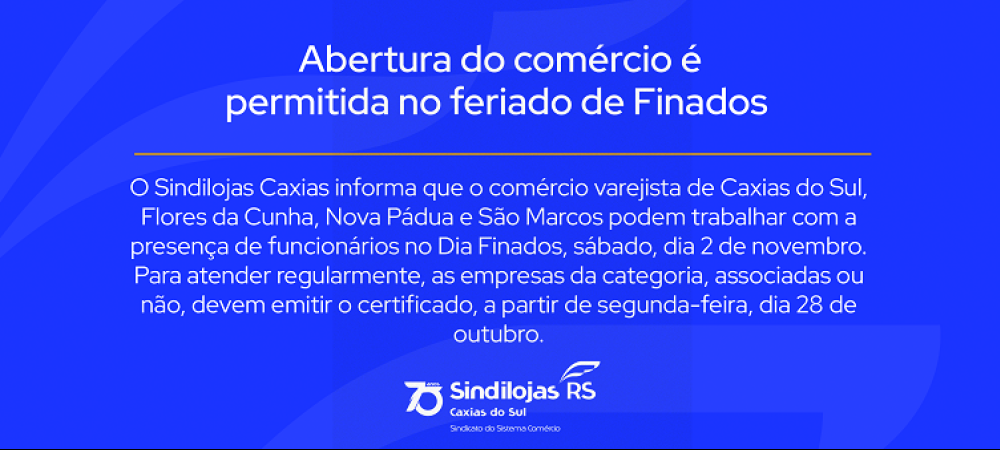 Abertura do comércio é permitida no feriado de Finados 